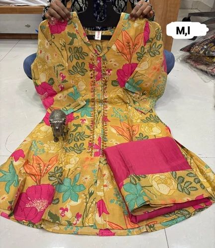 New Arrival Printed Muslin Kurti And Plazzo With Digital Print (Casual Wear)