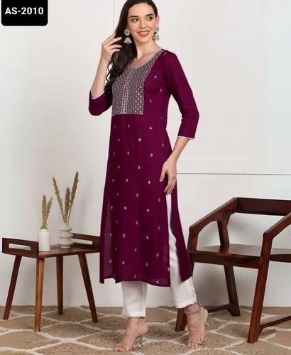 Rayon Latest New Design Kurtis, Embroidery