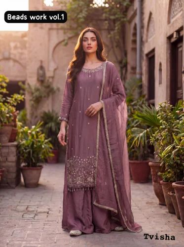 Embroidery Readymade Ladies Sharara Set, Rangoli crush