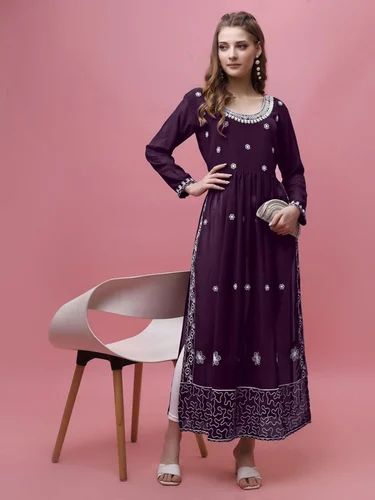 Embroidered Georgette Latest Georgatte Design Kurtis, Only Kurti