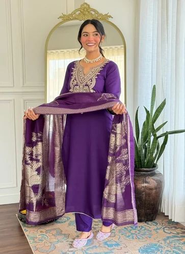 Straight Ladies Designer Suits, Rayon