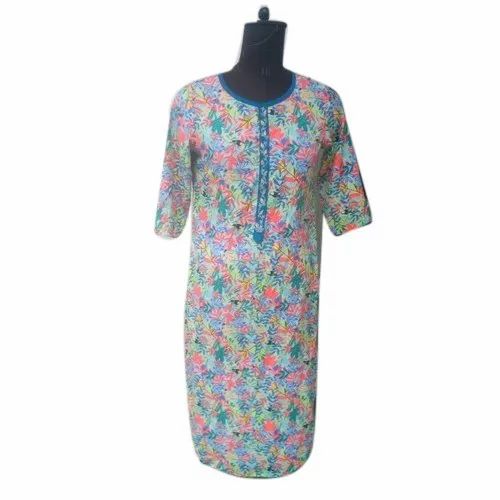 Polyester Regular Wear Ladies Printed Kurti, Handwash