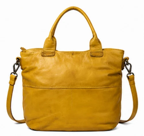 Vintage Genuine Leather Tote Bag for Women Large Shoulder Handbag with Adjustable Crossbody