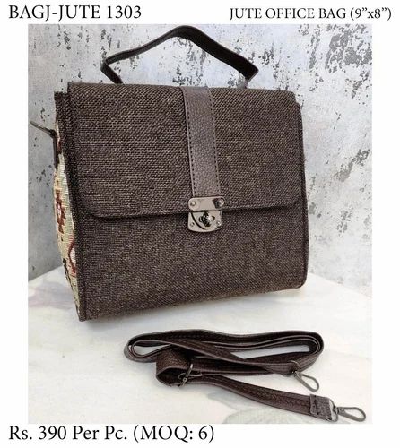 OFFICE HAND BAG 9"x8" IN JUTE FABRIC 1303