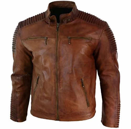 Stand Collar Men's Leather Jacket