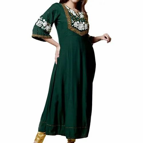 Designer Cotton Chikan Kurtis, Printed