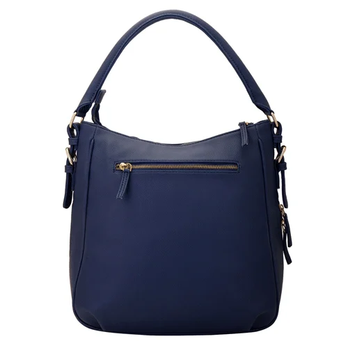 Yelloe Hobo Bag With Botton Zipper In Blue
