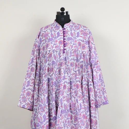 Hand Block Printed Cotton Suits, Readymade, Anarkali Suit