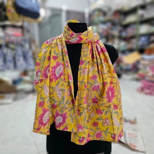 Block Printed Cotton Ladies Stole