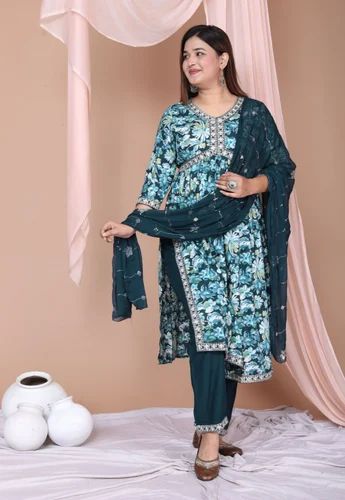 Royal Pink O Neck Designer Long Ethnic Full Sleeves Araba Silk Casual And Ethnic Style Kurti