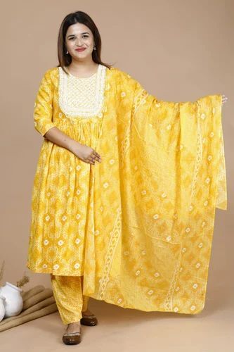 Ethnic Clothing Solid Pattern Fancy Cotton Flair Long Anarkali Kurtis for Womens