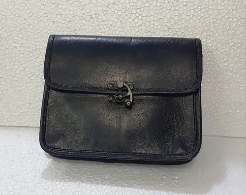 Black Solid Shrinath Art Gallery Leather Bag