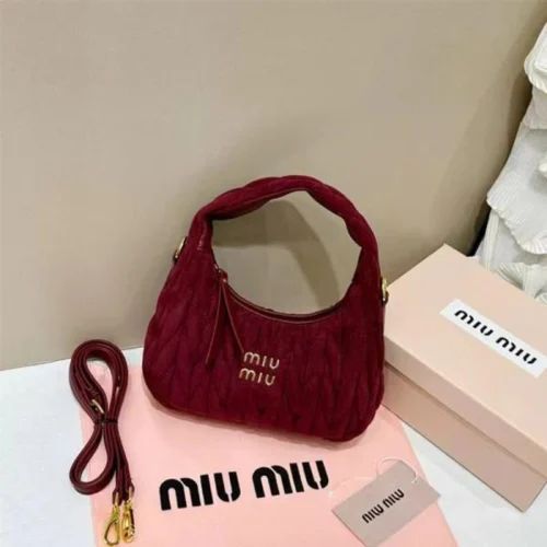 Miu Miu Nappa Leather Hobo Bag For Women (Medium Capacity, Zip Closure)