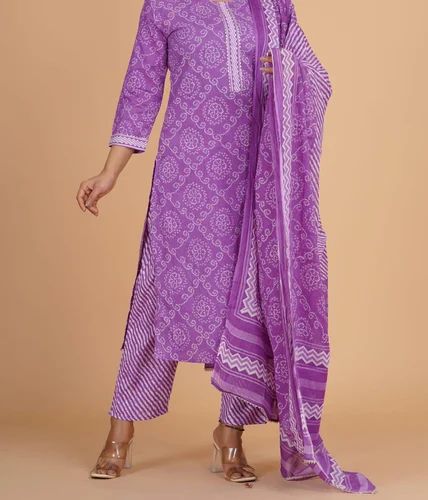 Stitched Cotton Printed Suit