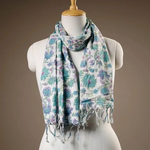Hand Block Printed Cambric Cotton Stole (44 Inch)