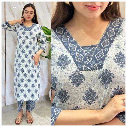 Cotton Handloom Kurti Pant Set, Size: M TO XXL
