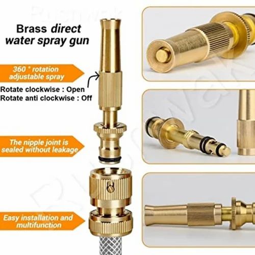 Golden Brass Hose Pipe Car Wash Nozzle