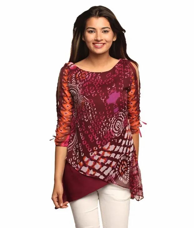 Printed Poly Chiffon Tunic Kurti