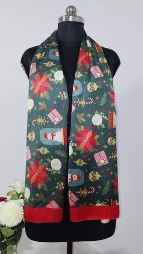 Christmas Special Floral Satin Silk Stole