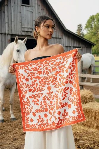 Red Floral Pattern Satin Silk Stole for Gifting & Fashion