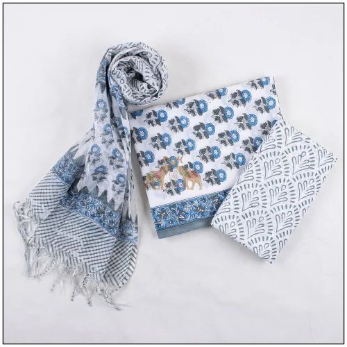 Hand Block Printed Cotton Suits, Straight Suit