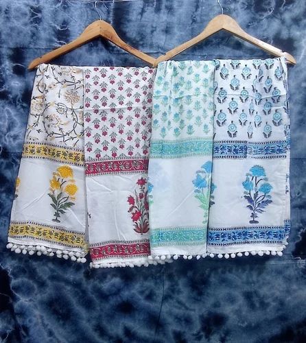 Stoles With Hand block printed Cotton Fabric