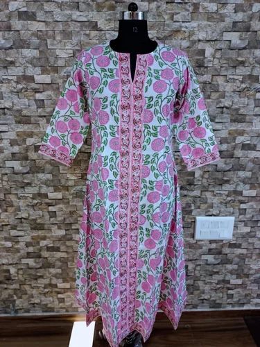 Anarkali Hand Block Print Cotton Kurtis