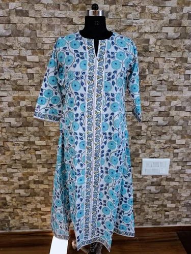 Medium Anarkali Hand Block Print Cotton Kurtis