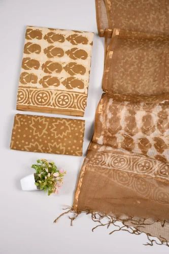 Bagru hand block Cotton Suit With Kota Doriya Dupatta suit material, Un-stitched