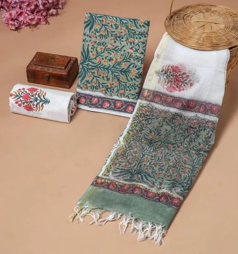 Cotton Suit With Kota Doriya Duptta, Un-stitched