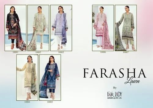 Mumtaz arts Unstitched Pakistani style lawn cotton suits with embroidery patches, Machine wash