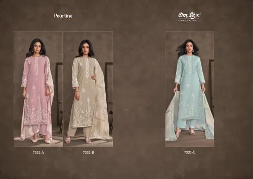 Embroidered Omtex pearline lawn cotton suits