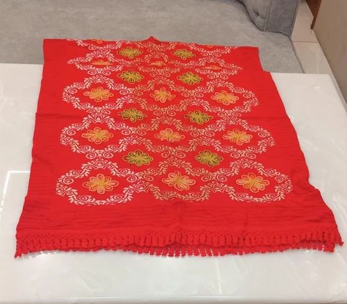 Blue Knitting embroidery stole
