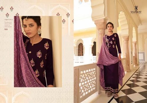 Georgette Embroidered Designer Party Wear Salwar Suit, mix