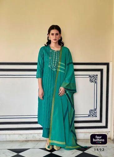 Cotton Embroidered Designer Readymade Suits, mix