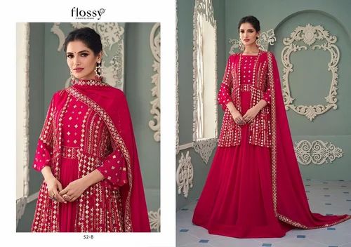 Georgette Embroidered Designer Sharara Dress, mix