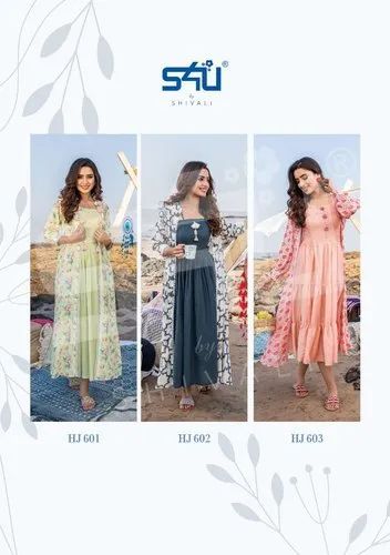 Designer Georgette Kurti With Jacket