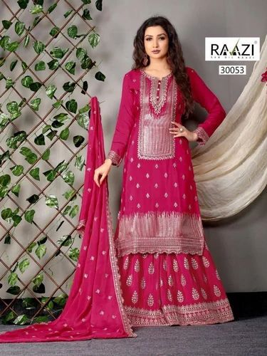 Georgette Embroidered Pakistani Bridal Sharara, mix