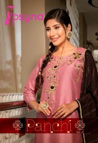 Pulak exports Chanderi Designer Stitched Suit, For 00227