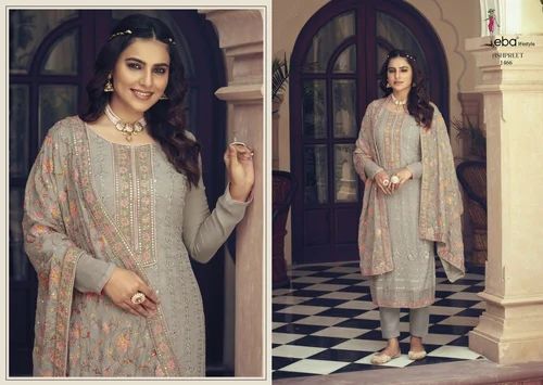 Georgette Embroidered Punjabi Designer Suits, mix