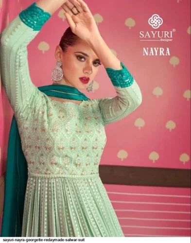 Embroidered Ladies Readymade Suits, Red