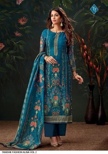 Multicolor Unstitched Casual Silk Suits