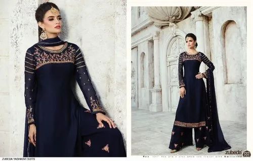Multicolor Georgette Partywear Suits, Straight
