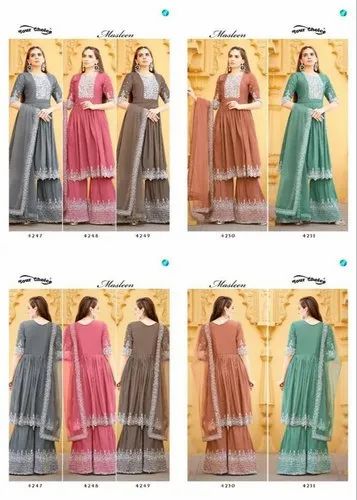 Your Choice Masleen Heavy Embrodery Work Designer Pakistani Sharara Suit