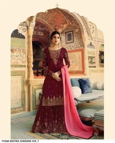 Embroidered Georgette Sharara Suits