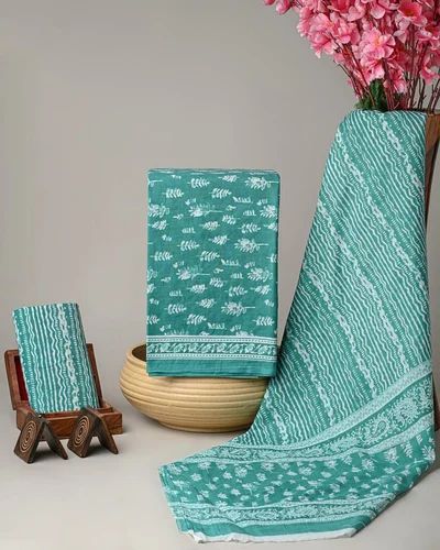 Cotton Casual Wear Sanganeri Printed Suit, A-Line