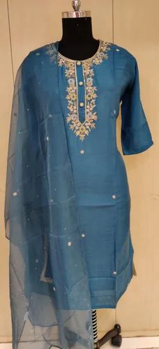 Embroidered Ladies Yellow Casual Kurti, Size: XL