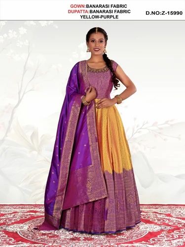 Printed Silk Frock Suit