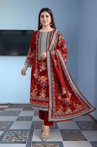Straight Ladies Designer kurti Suits, Chinnon