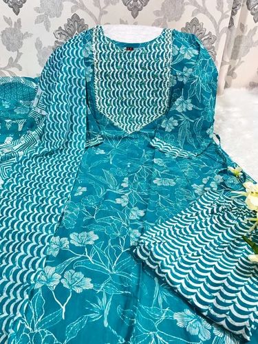 Pure Cotton Anarkali Kurti With Pent With Duppata